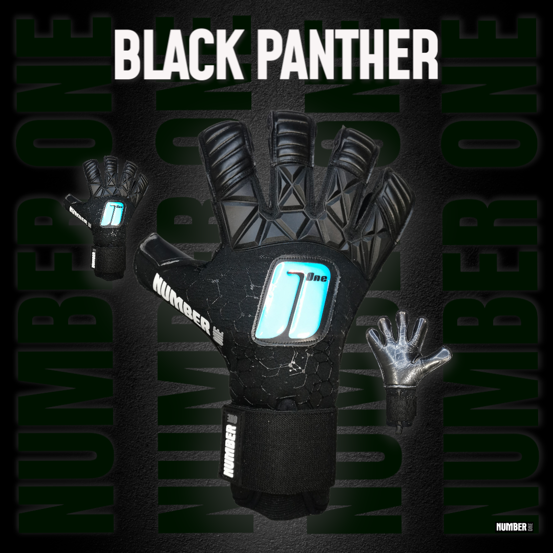 New Template-Photoroom(3) Prémium Number One Black Panther kapuskesztyű modern fekete dizájnnal, hybrid szabással, elő- és hátulnézet