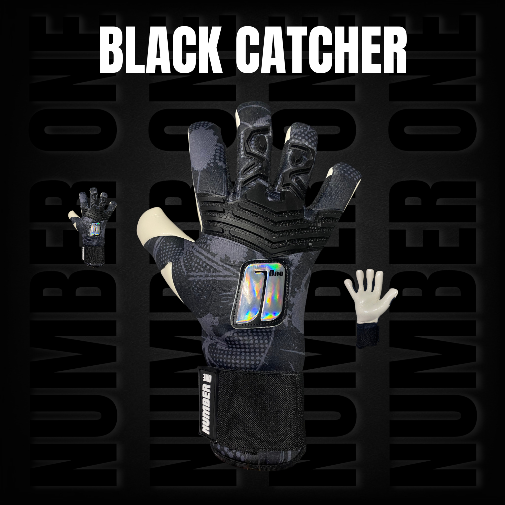 Prémium Number One Blue Viper kapuskesztyű modern kék-fehér dizájnnal, negatív szabással, elő- és hátulnézet.