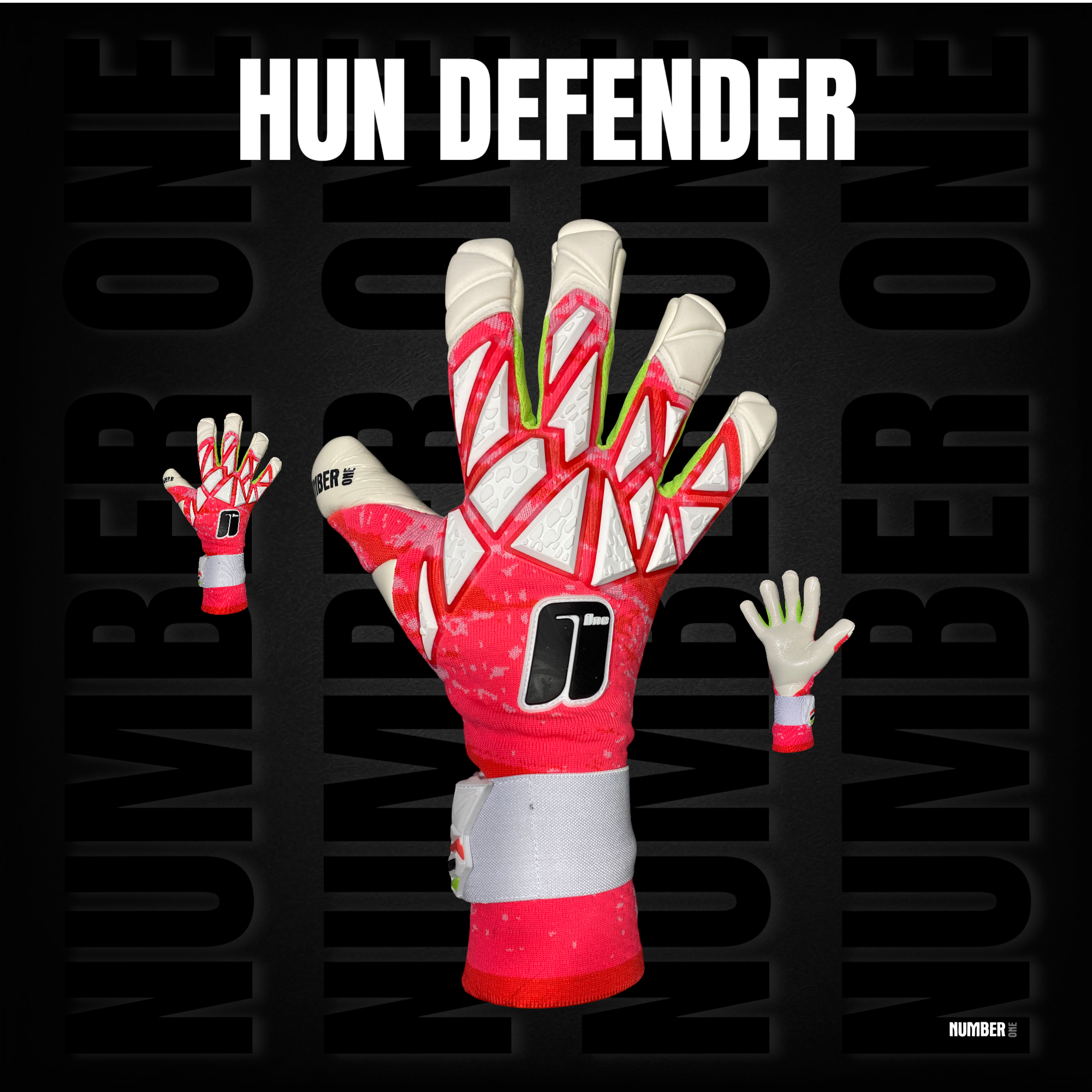 Prémium Number One Blue Viper kapuskesztyű modern kék-fehér dizájnnal, negatív szabással, elő- és hátulnézet.